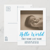 Cartes Pour Fêtes Annuelles Bonjour le Monde - annonce de naissance avec photo (Devant / Derrière)