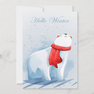 Cartes Pour Fêtes Annuelles Bonjour l'ours d'hiver