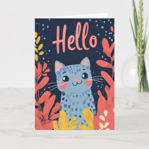 Cartes Pour Fêtes Annuelles Bonjour mignon chat