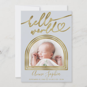 Cartes Pour Fêtes Annuelles Bonjour Monde Cadre Chic Arch Annonce de Naissance
