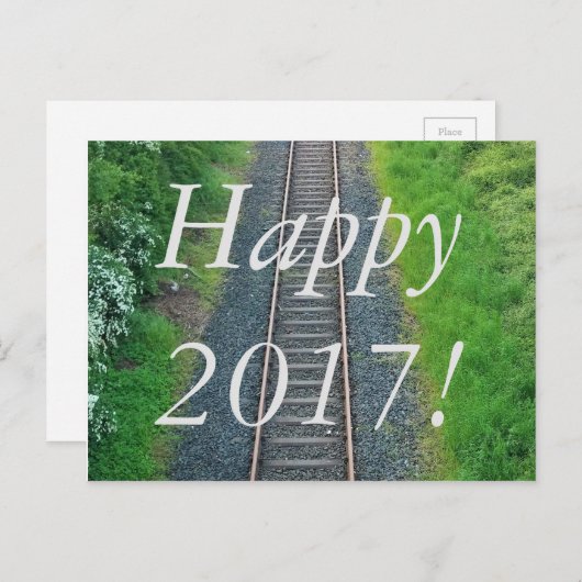 Cartes Pour Fêtes Annuelles Bonne année 2017 Train Track Railway Nature (Devant / Derrière)