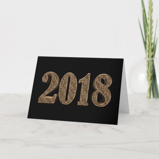 Cartes Pour Fêtes Annuelles Bonne année 2018 Elégant Noir et Or (Devant)