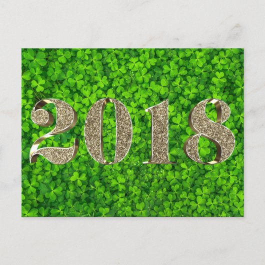 Cartes Pour Fêtes Annuelles Bonne année 2018 Irlande Shamrock irlandais (Devant)