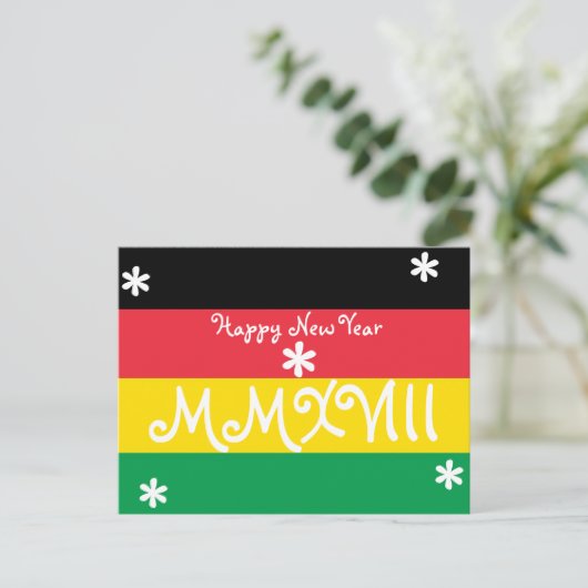 Cartes Pour Fêtes Annuelles Bonne année 2018 Rasta rayé couleurs (Debout devant)