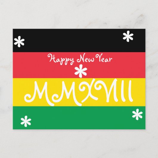 Cartes Pour Fêtes Annuelles Bonne année 2018 Rasta rayé couleurs (Devant)