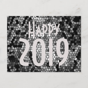 Cartes Pour Fêtes Annuelles Bonne année 2019 Mosaic Motif noir et blanc