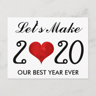 Cartes Pour Fêtes Annuelles Bonne année 2020 Citation Motivationnelle Coeur