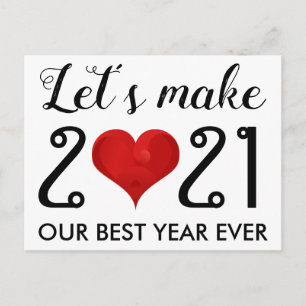 Cartes Pour Fêtes Annuelles Bonne année 2021 Citation Motivationnelle Coeur