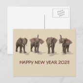 Cartes Pour Fêtes Annuelles Bonne année 2021 Eléphants (Devant / Derrière)
