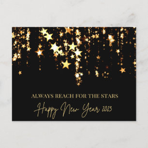 Cartes Pour Fêtes Annuelles Bonne année 2023 Reach for the Stars Gold Black