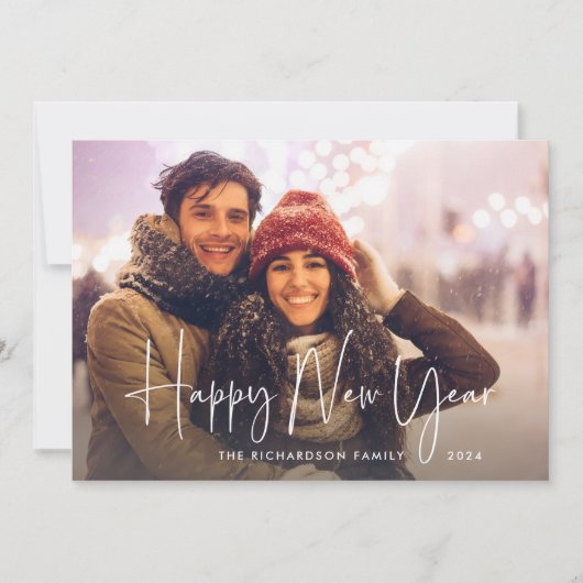 Cartes Pour Fêtes Annuelles Bonne année | 2023 Script moderne Multi Photo (Devant)