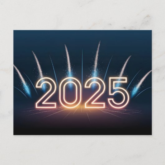 Cartes Pour Fêtes Annuelles Bonne année 2025 avec feux d'artifice (Devant)