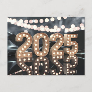 Cartes Pour Fêtes Annuelles Bonne année 2025 avec lumières festives