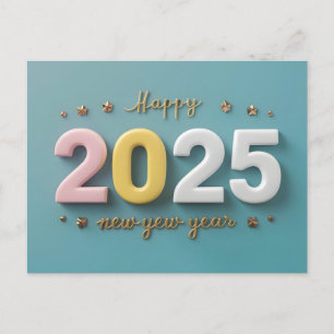 Cartes Pour Fêtes Annuelles Bonne année 2025 avec texte coloré