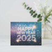 Cartes Pour Fêtes Annuelles Bonne année 2025 feux d'artifice (Debout devant)