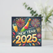 Cartes Pour Fêtes Annuelles Bonne année 2025 Feux d'artifice Personnes Acclama (Debout devant)