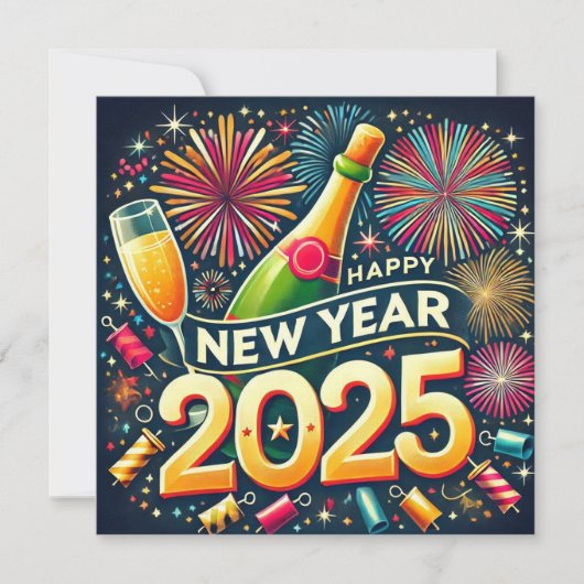 Cartes Pour Fêtes Annuelles Bonne année 2025 Feux d'artifice Personnes Acclama (Devant)