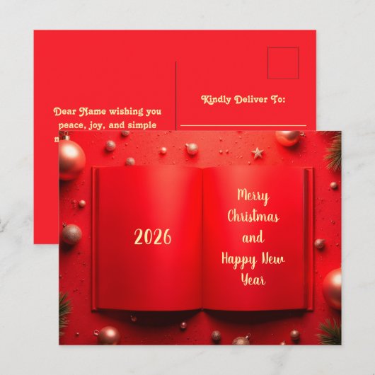 Cartes Pour Fêtes Annuelles Bonne année 2026 (Devant / Derrière)