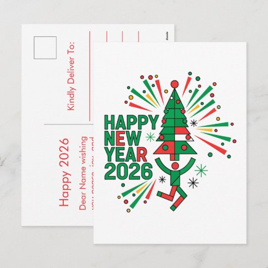 Cartes Pour Fêtes Annuelles Bonne année 2026 Célébration (Devant / Derrière)