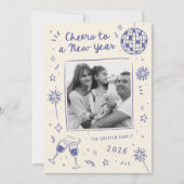 Cartes Pour Fêtes Annuelles Bonne année 2026 Photo Bleue (Devant)