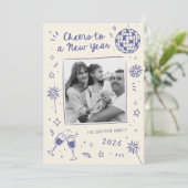 Cartes Pour Fêtes Annuelles Bonne année 2026 Photo Bleue (Debout devant)