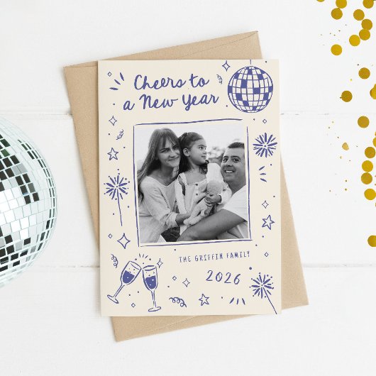 Cartes Pour Fêtes Annuelles Bonne année 2026 Photo Bleue