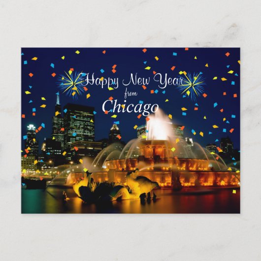 Cartes Pour Fêtes Annuelles Bonne année à Chicago (Devant)