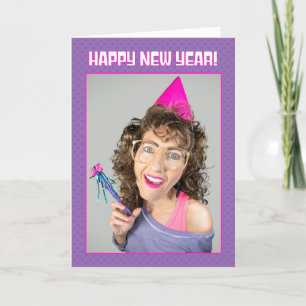 Cartes Pour Fêtes Annuelles Bonne année à quiconque Femme drôle des années 80 