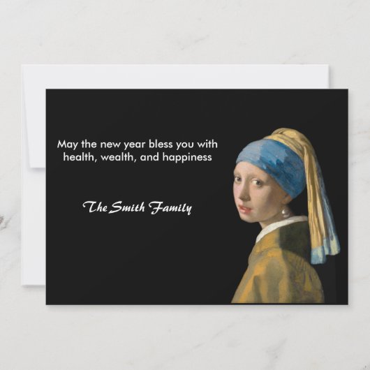 Cartes Pour Fêtes Annuelles Bonne année avec Johannes Vermeer Patchwork (Dos)