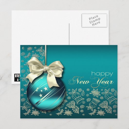 Cartes Pour Fêtes Annuelles Bonne année. Bauble de Noël (Devant / Derrière)