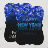 Cartes Pour Fêtes Annuelles Bonne année ! | Blue Bokehs Sparkings (Devant / Derrière)