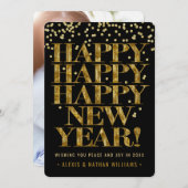 Cartes Pour Fêtes Annuelles Bonne année | Bold Gold Confetti 1 photo (Devant / Derrière)