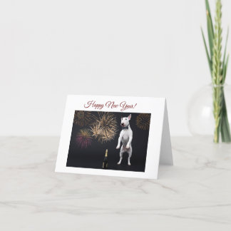 Cartes Pour Fêtes Annuelles Bonne année Bull Terrier Champagne
