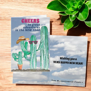 Cartes Pour Fêtes Annuelles Bonne année Cactus Saguaro Sud-Ouest