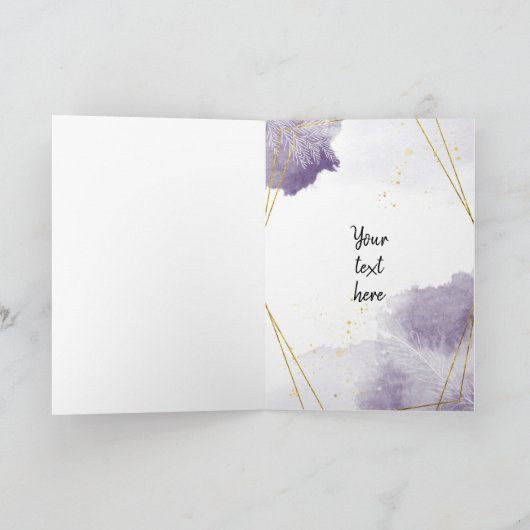 Cartes Pour Fêtes Annuelles Bonne Année Cadre Doré Aquarelle Violette (Intérieur)