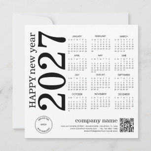Cartes Pour Fêtes Annuelles Bonne année Code QR Logo calendrier Entreprise 202
