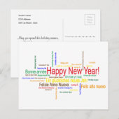 Cartes Pour Fêtes Annuelles Bonne année dans différentes langues (Devant / Derrière)