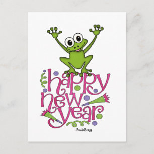 Cartes Pour Fêtes Annuelles Bonne année de Frisky la grenouille