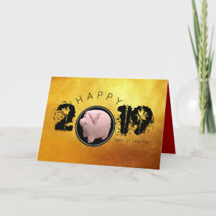 Cartes Pour Fêtes Annuelles Bonne Année du Cochon 2019 Original 3D doré C