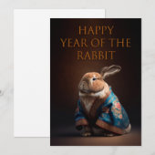 Cartes Pour Fêtes Annuelles Bonne année du lapin (Devant / Derrière)