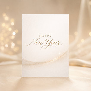 Cartes Pour Fêtes Annuelles Bonne année élégante minimaliste en écriture dorée