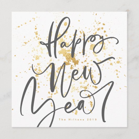 Cartes Pour Fêtes Annuelles Bonne année en gris texte manuscrit (Devant)