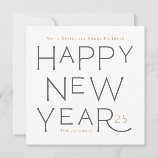 Cartes Pour Fêtes Annuelles Bonne année en gris texte manuscrit Holiday Ca (Devant)