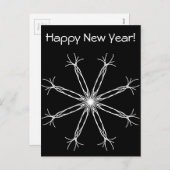 Cartes Pour Fêtes Annuelles Bonne année ! Étoile de kaléidoscope noir et blanc (Devant / Derrière)