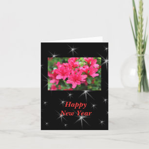 Cartes Pour Fêtes Annuelles Bonne année fleurs d'azalée roses