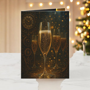 Cartes Pour Fêtes Annuelles Bonne année glamour Steampunk Champagne