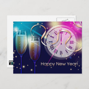 Cartes Pour Fêtes Annuelles Bonne année. Horloge Fireworks et Counting