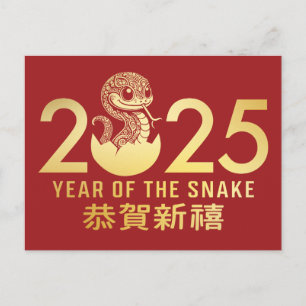 Cartes Pour Fêtes Annuelles Bonne année lunaire chinoise du serpent 2025