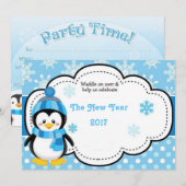 Cartes Pour Fêtes Annuelles Bonne année manchot 2017 (Devant / Derrière)