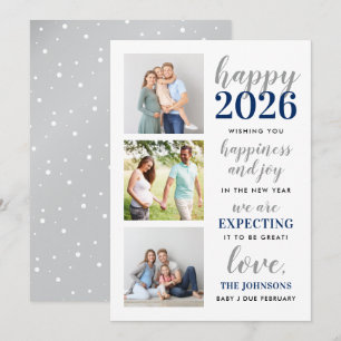 Cartes Pour Fêtes Annuelles Bonne année Marine et Argent attendu en 2024